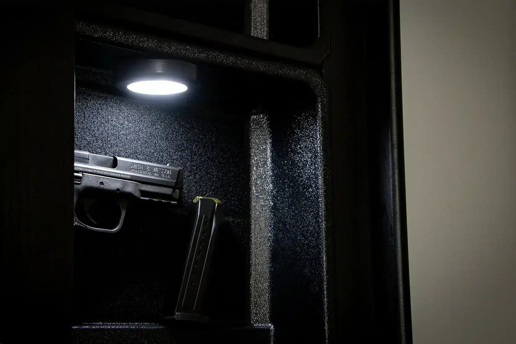 wireless motion sensor LED light installed in concealment furniture