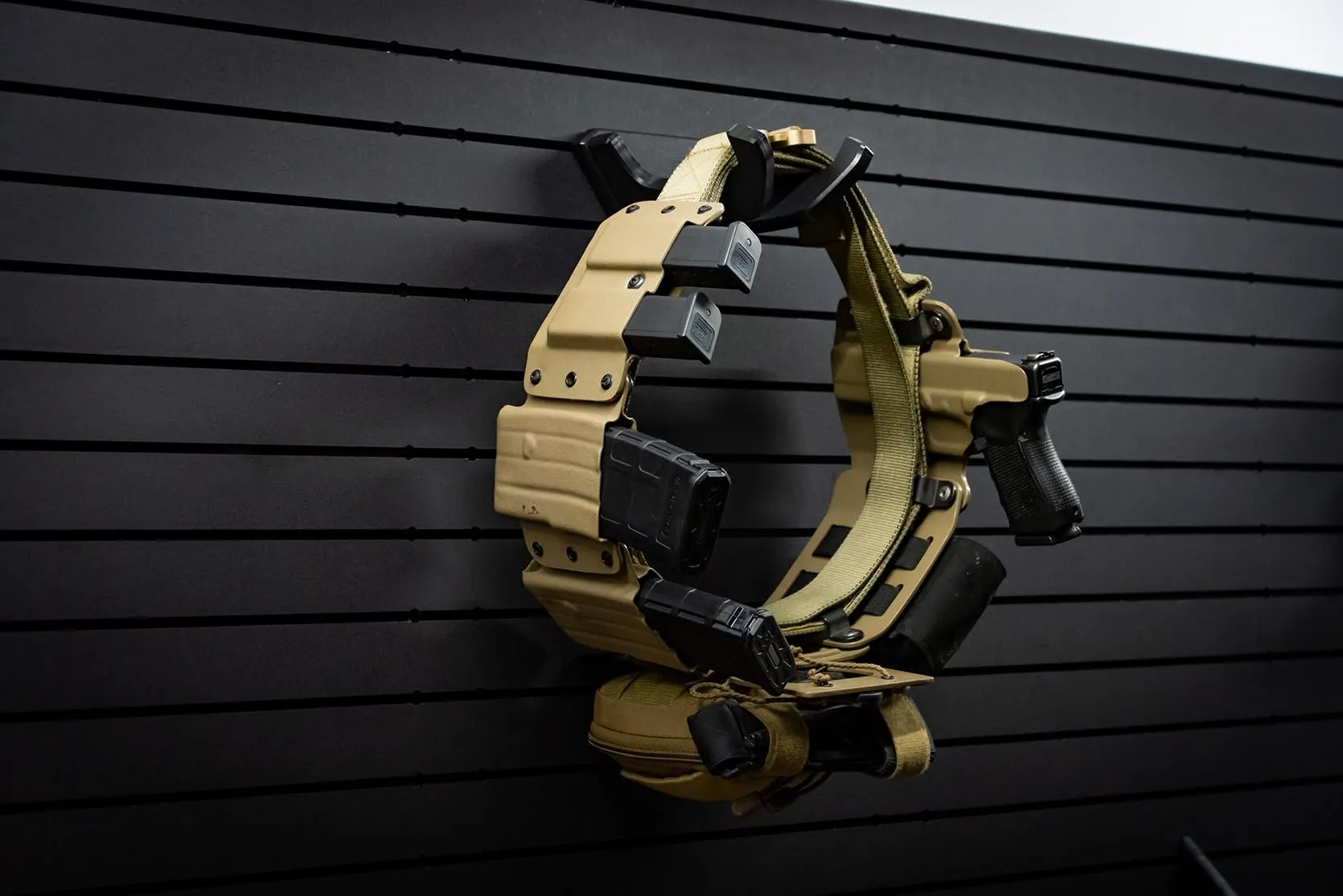 ModWall Duty Belt Holder Duty belt holder mounted on a ModWall panel.