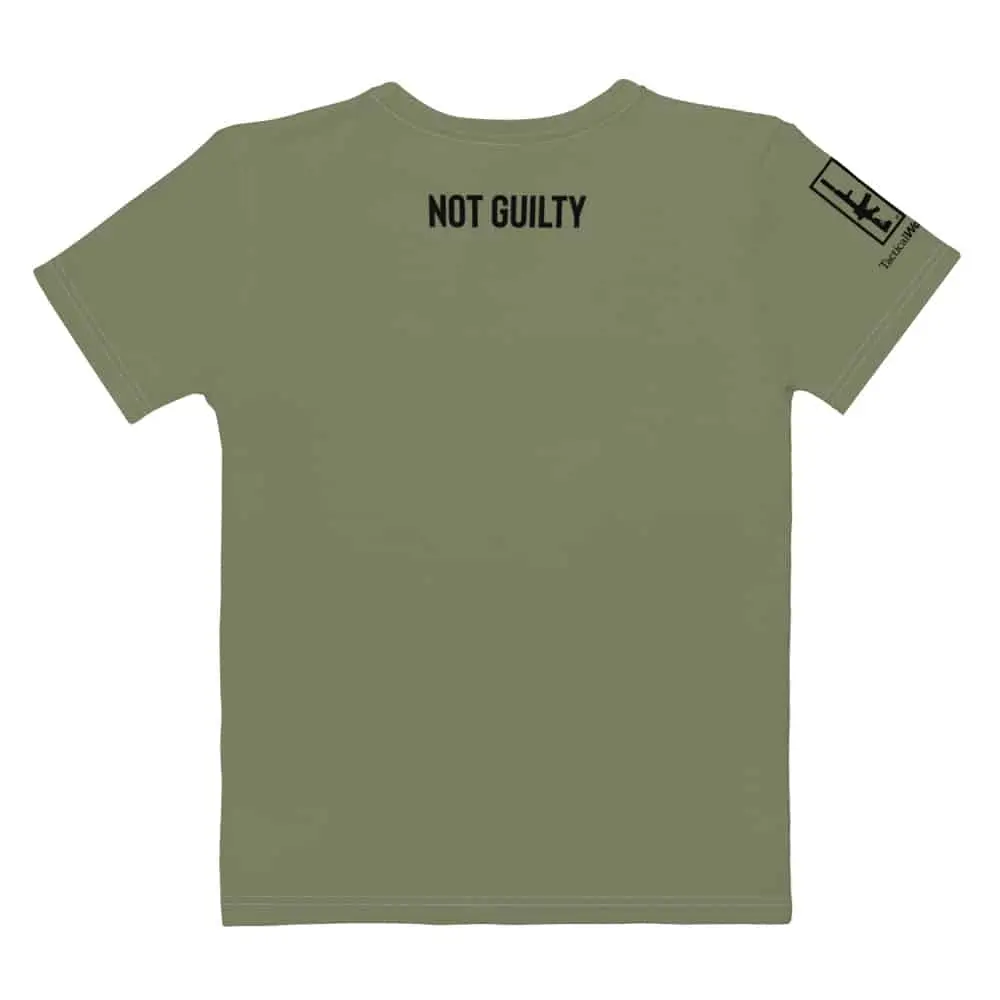 Not Guilty KR – Women’s women’s graphic t shirt with not guilty text