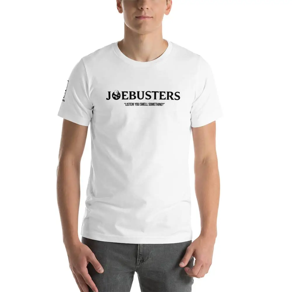 Model wearing a joebusters t-shirt
