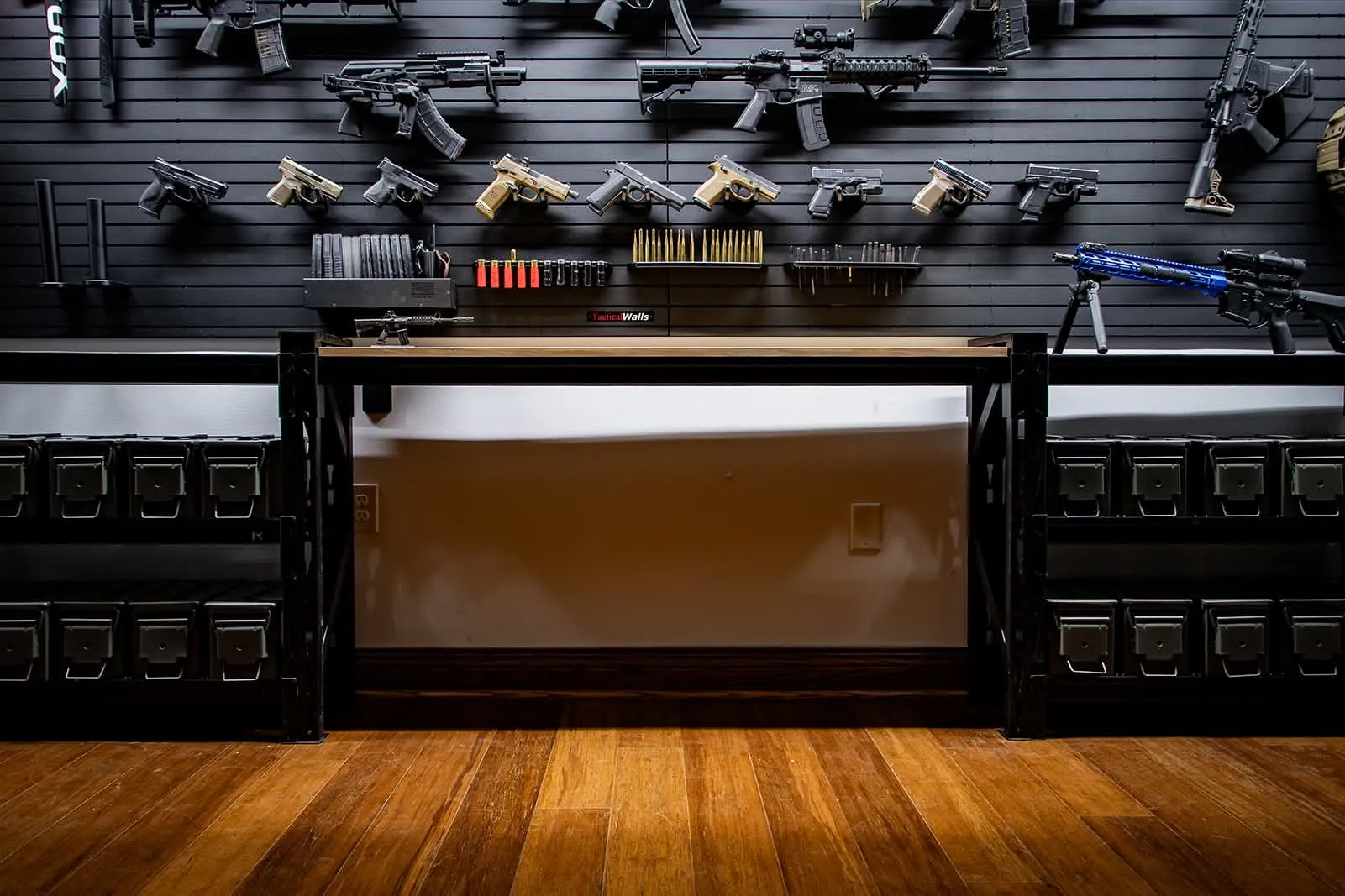 Ammo Racks 60″ Wooden Gunsmithing Bench ammo can storage