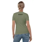 women’s graphic t shirt with not guilty text