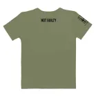 women’s graphic t shirt with not guilty text