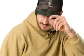 Camo trucker hat on model