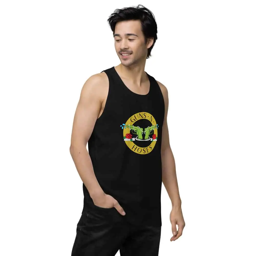 Guns N Hoses Tank Top – Black model wearin a guns n hoses tank top
