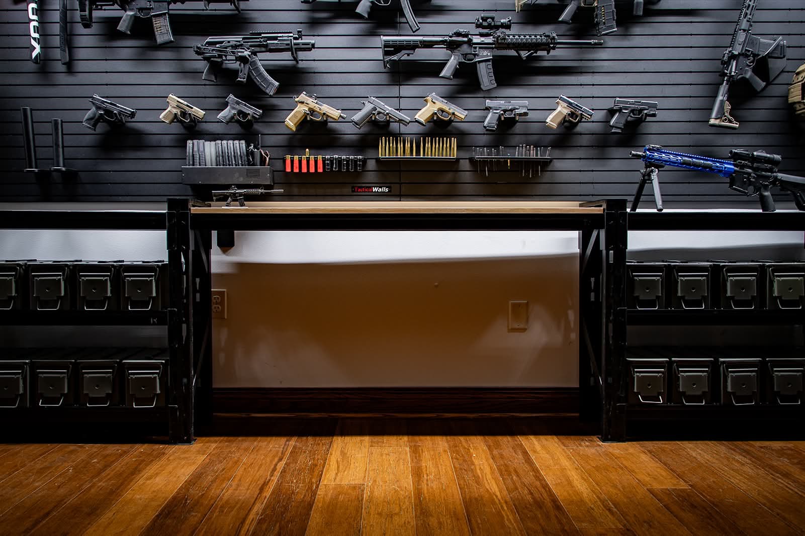 Ammo Racks 60″ Wooden Gunsmithing Bench ammo can storage