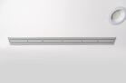 ModWall Ceiling Panel Strip (48″x4″) A 48-inch light grey ModWall Ceiling Panel Strip mounted horizontally on a white ceiling next to a recessed light, featuring modular slots for attaching storage accessories.
