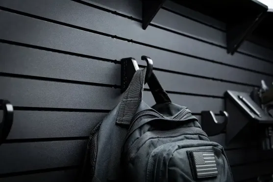 The ModWall Hook Gun wall hook mounted on wall