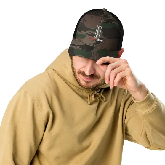 TW Camo Trucker Hat Camo trucker hat on model
