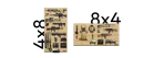 Oversized 4×8 ModWall Panels A tactical setup on two oversized tan wall mounts, which spans 4'x8' and 8'x4'.