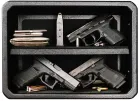 Wall Inserts The 1410 variant, showcasing tight storage of handguns, bullets, pocket knives, and wallets.