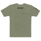 Not Guilty KR – Men’s close up of not guilty graphic on men’s tee