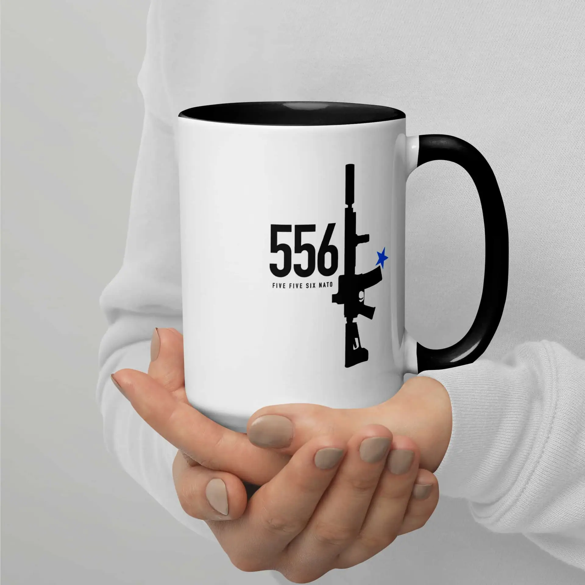 556 Nato Mug 556 Nato Mug shown from the front with the printed design visible