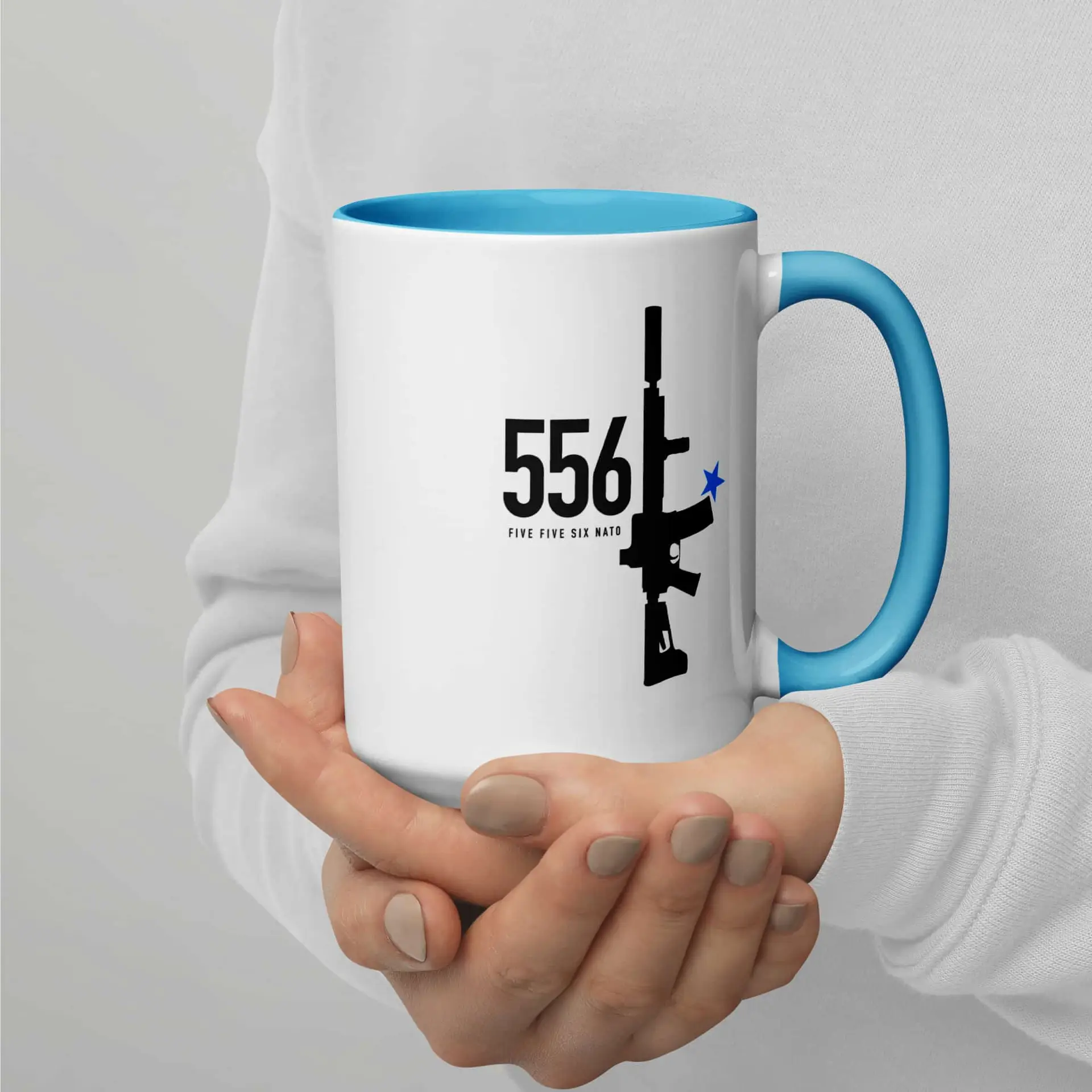 556 Nato Mug 556 Nato Mug shown from the front with the printed design visible