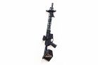 ModWall Sideways Vertical Rifle Rack A black rifle mounted vertically and directly on a wall with the side profile facing outward.