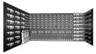 ModWall Gun Vault Package A black and white schematic of the gun room vault package featuring all included accessories, spanning 3 congruent walls.