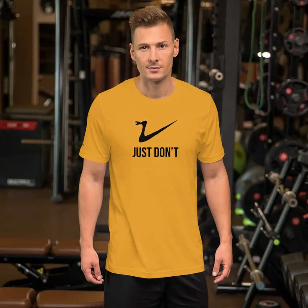 Just Don’t Tee Model wearing a just don't t-shirt