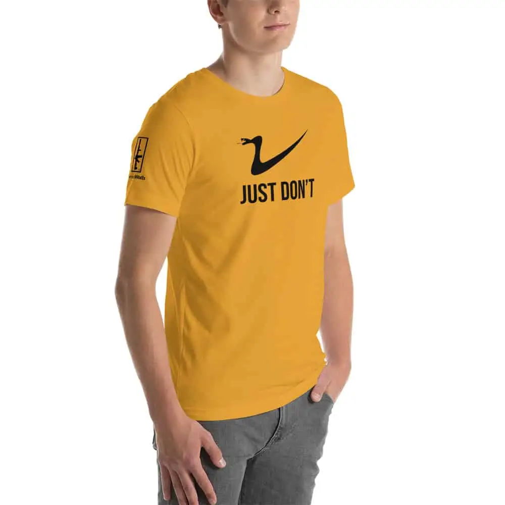 Just Don’t Tee Model wearing a just don't t-shirt