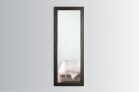 1450 Framed Concealment Mirror A full-length rectangular mirror with a brown (espresso color), textured wood-grain frame mounted vertically on a light gray wall.