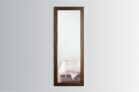 1450 Framed Concealment Mirror A full-length rectangular mirror with a brown (Walnut color), textured wood-grain frame mounted vertically on a light gray wall.