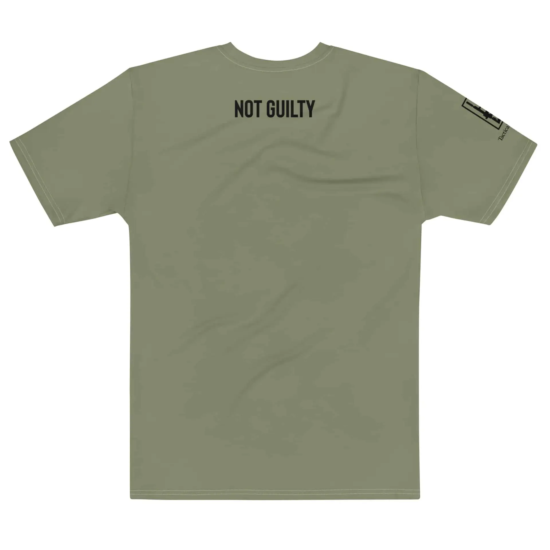 Not Guilty KR – Men’s close up of not guilty graphic on men’s tee