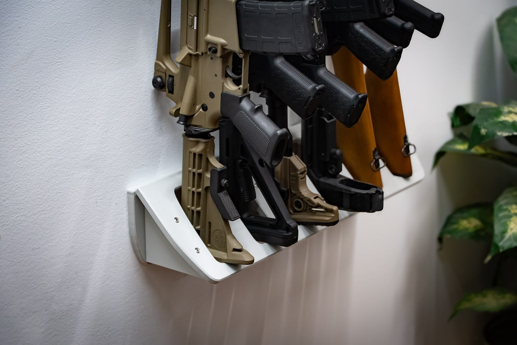 ModWall Grey Vertical Six Rifle Rack 6 Rifles Gun Rack Wall