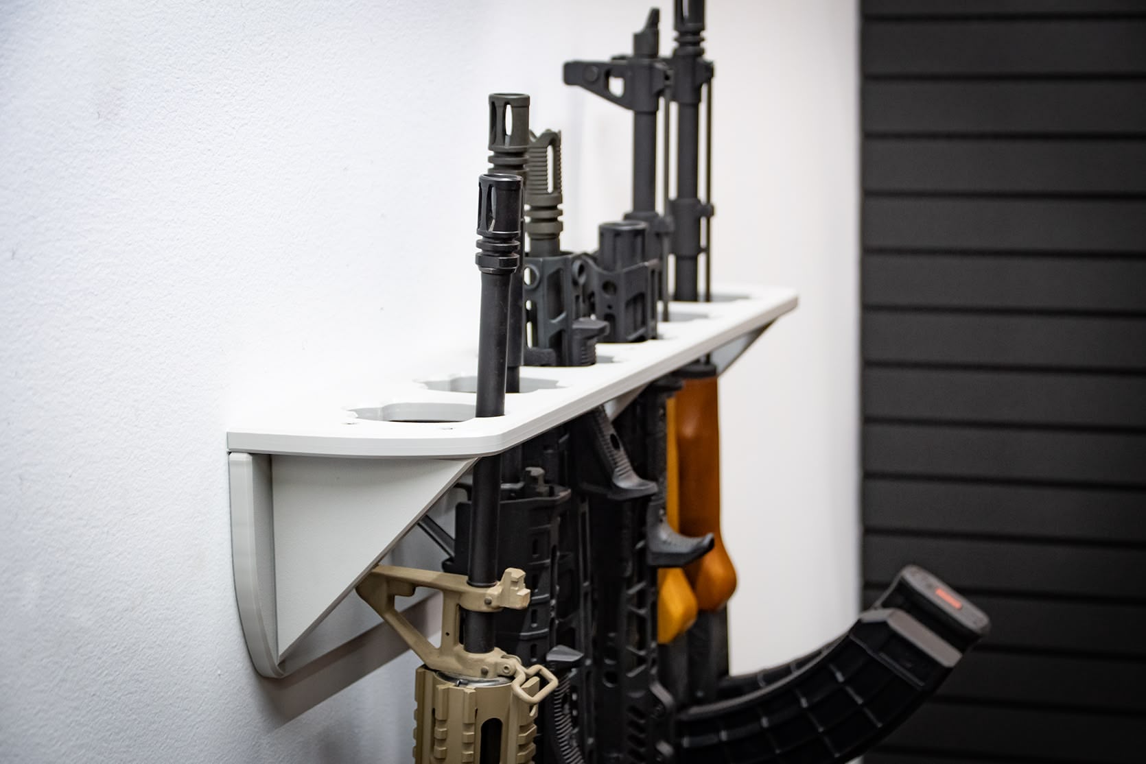 ModWall Grey Vertical Six Rifle Rack 6 Rifles Gun Rack Wall