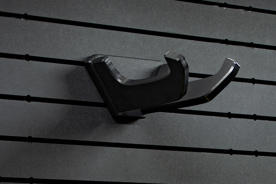 Mounting detail of belt hanger installed on ModWall panels.