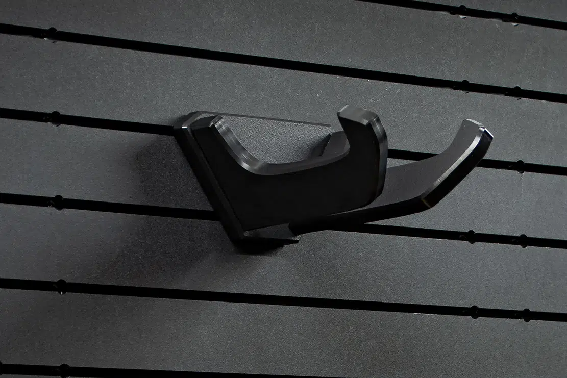 Mounting detail of belt hanger installed on ModWall panels.