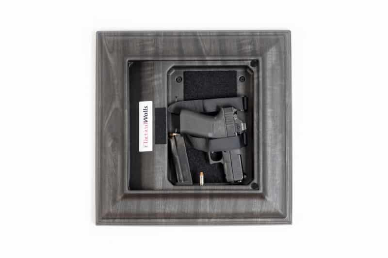 Mini Concealment Clock Open with Pistol and Ammo