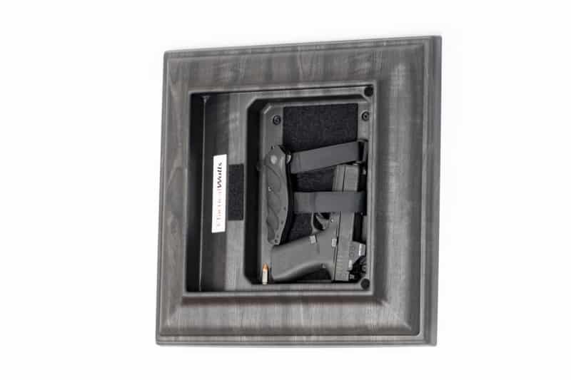 Mini Concealment Clock Open with Pistol and Knife