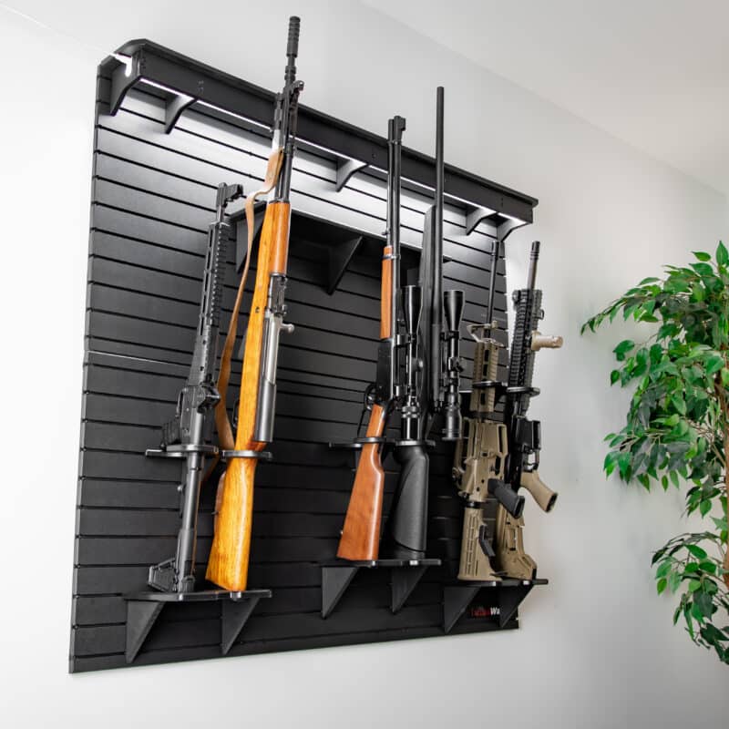 firearm and gun rack hanger for modwall. Pistols, handguns, and revolvers.