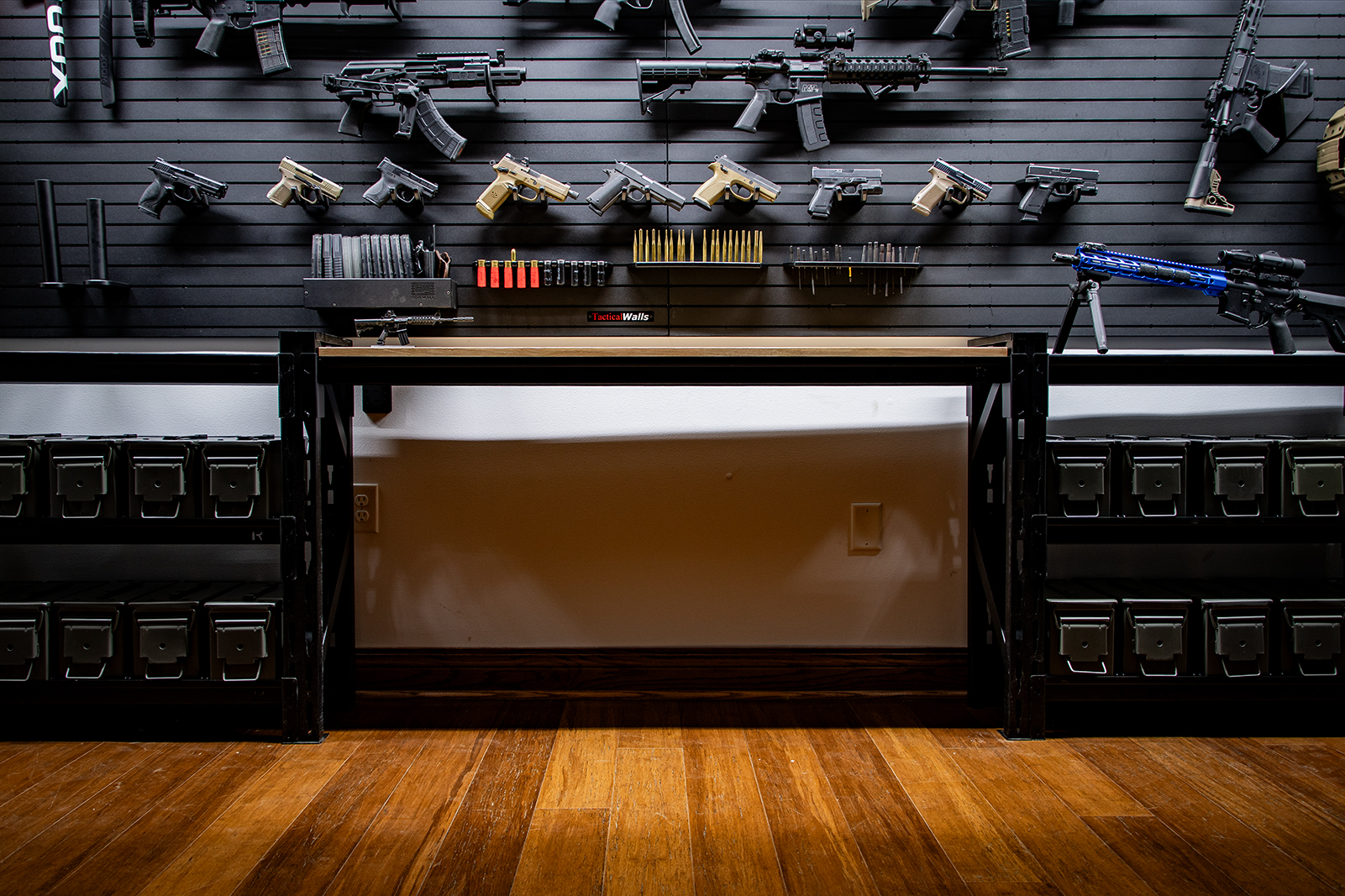 Ammo Racks 60″ Wooden Gunsmithing Bench ammo can storage