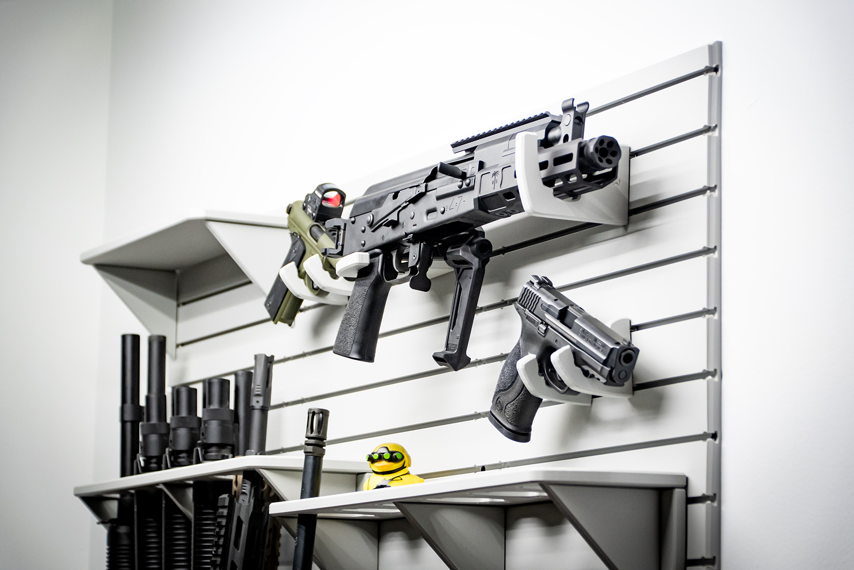 ModWall Grey Handgun Rack Grey Horizontal Rack